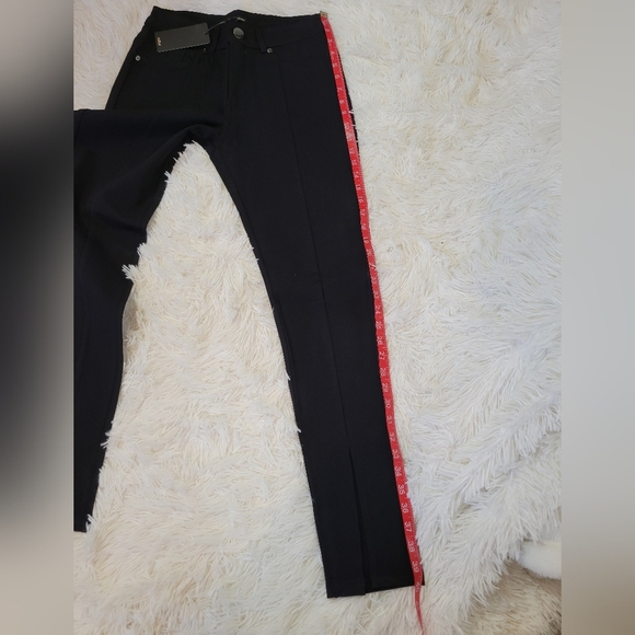 ShineStar Women Black Skinny Dress Pants w/ front slits size Medium - Picture 4 of 8